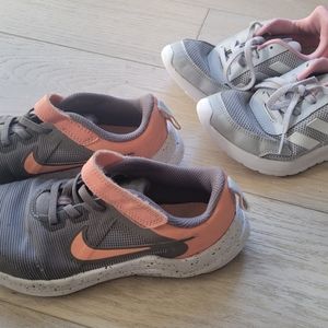 Two Pair of Girls size 13.5C Sneakers - Adidas & Nike